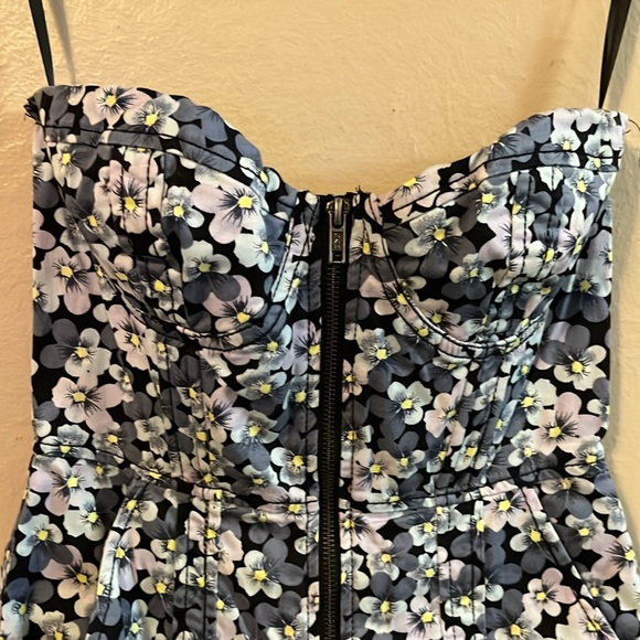 H&M Strapless Front Zipper Pink Purple Periwinkle Bustier Mini Dress 4 - Picture 3 of 16